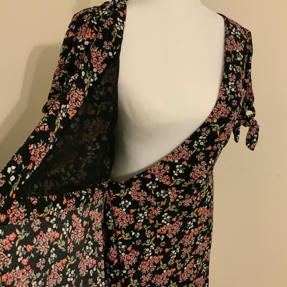 Ann Taylor Loft 0 Black Floral Wrap Romper Dress - Picture 10 of 14